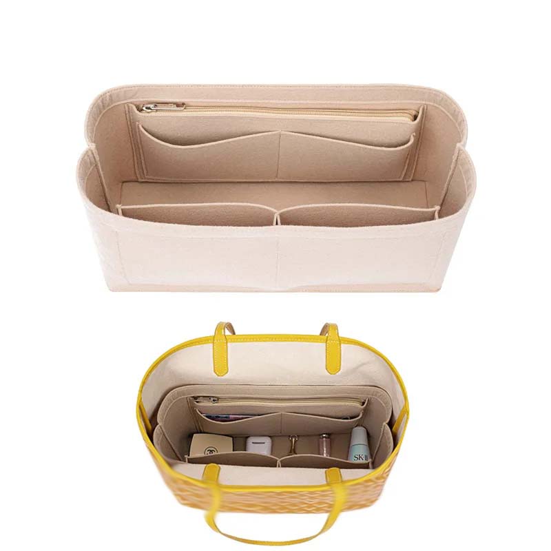 Luxury Skincare Women - Felt ใส่กระเป๋าเครื่องสําอางค์ใส่สําหรับ Goyard Tote,กระเป๋าแต่งหน้าพร้อมซิป, กระเป๋าด้านใน Fit