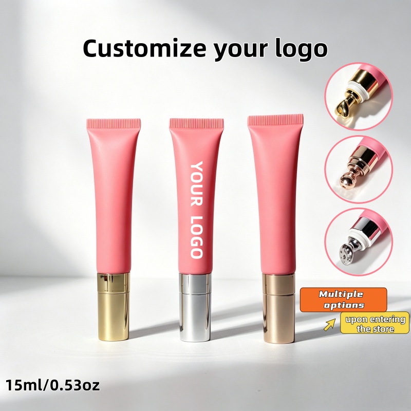 Luxury Skincare Logo - 【โลโก้แบบกำหนดเอง】50 ชิ้น หลอดบีบสีชมพูกุหลาบขนาด 15 มล. แบบกำหนดเองได้