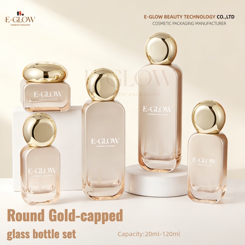 Luxury Skincare Logo - 【โลโก้แบบกำหนดเอง】ชุดขวดสีส้มไล่เฉด 1 ชิ้น บรรจุภัณฑ์เครื่องสำอางแก้วหรูหรา 100 มล.